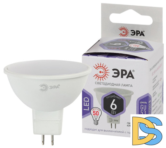 Лампа светодиодная Эра GU5.3 6W 6000K LED MR16-6W-860-GU5.3 Б0049069