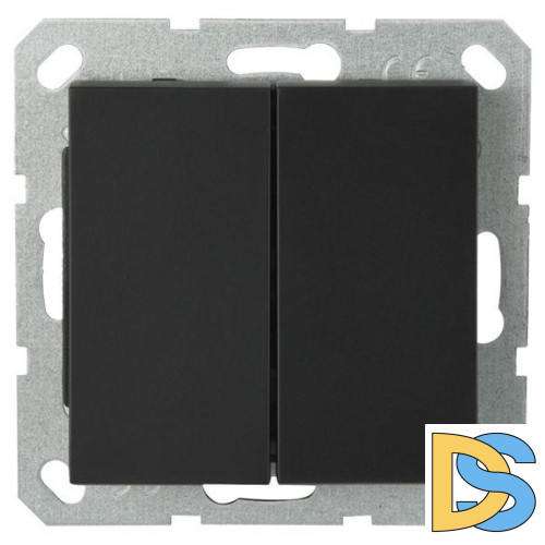 Выключатель двухклавишный Jasmart с накладкой 10A 250V черный матовый (soft touch) G3023PB