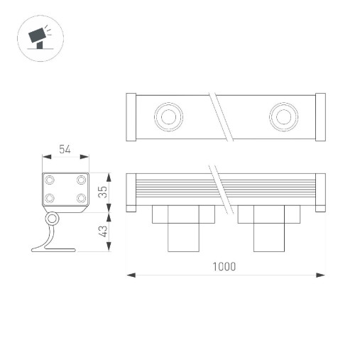 Линейный прожектор Arlight AR-LINE-1000-36W Warm3000 (GR, 15x60 deg, 230V) 045468