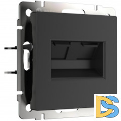 Розетка двойная Ethernet RJ-45 (черный матовый) W1182208