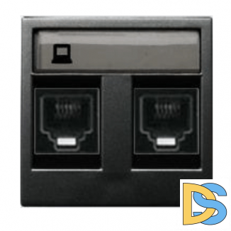Розетка интернет RJ45 CAT5 + телефонная RJ11 ABB Niessen Zenit Антрацит