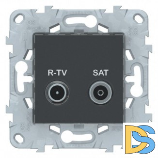 Розетка телевизионная проходная ТV-SAT, Антрацит, серия Unica New, Schneider Electric