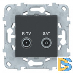 Розетка телевизионная проходная ТV-SAT, Антрацит, серия Unica New, Schneider Electric