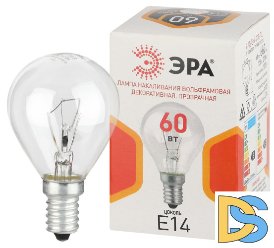 Лампа накаливания Эра P-60-E14-230-CL шар Б0066522