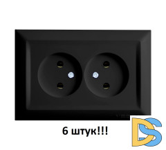 Розетка двойная без заземления черная Vesta-Electric Roma Black - 6 шт