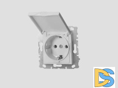 Розетка Vesta-Electric Roma White одинарная с заземлением с крышкой без рамки