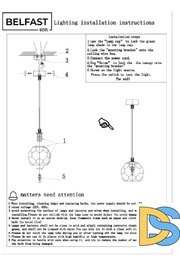 Подвесной светильник Belfast Clifton D3315-1 GL GR