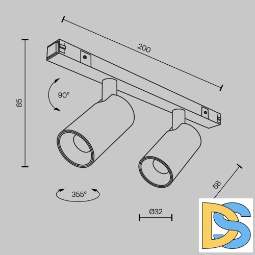 Трековый магнитный светильник Maytoni Focus Duo TR176-1-2X5WTW-M-B