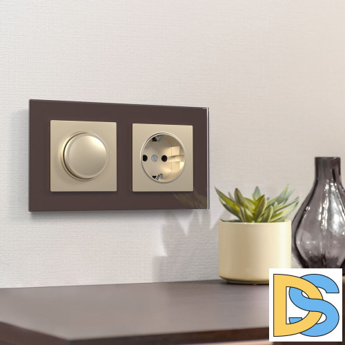 Розетка с заземлением и шторками Werkel шампань W1171111 4690389157387