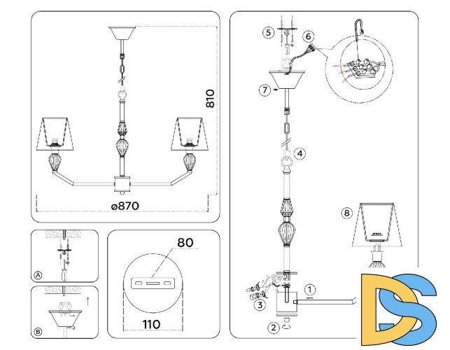 Подвесная люстра Ambrella Light High Light Ceramo Classic LH75063