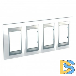 Рамка 4-ая (четверная), Нордик/Алюминий (металл), серия UNICA TOP/CLASS, Schneider Electric