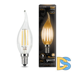 Лампа светодиодная Gauss E14 5W 2700K прозрачная 1/10/50 104801105