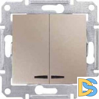 Выключатель 2-клавишный, с подсветкой, Титан, серия Sedna, Schneider Electric
