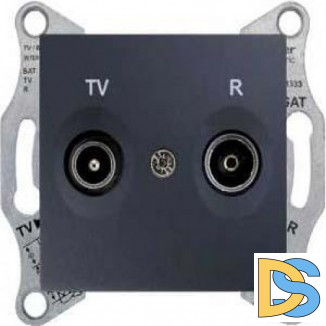 Розетка телевизионная проходная ТV-FМ 8dB, Графит, серия Sedna, Schneider Electric