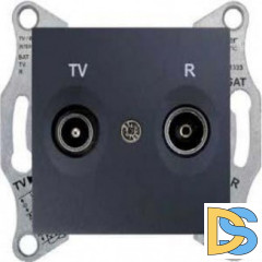 Розетка телевизионная проходная ТV-FМ 8dB, Графит, серия Sedna, Schneider Electric