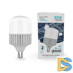 Лампа светодиодная Gauss E40 80W 4000K матовая 63428