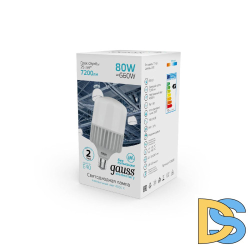Лампа светодиодная Gauss E40 80W 4000K матовая 63428