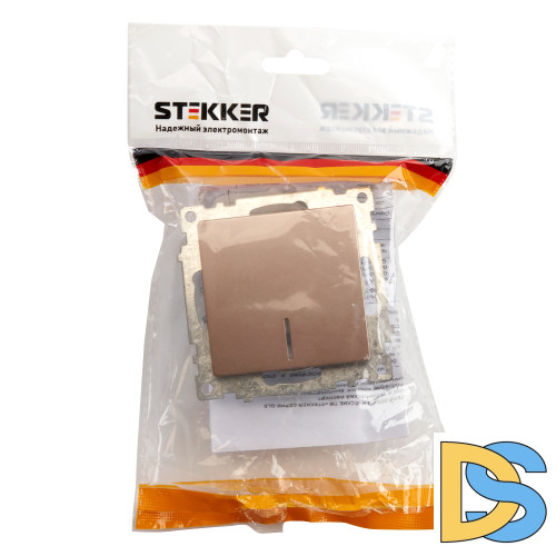 Выключатель 1-клавишный c индикатором Stekker Катрин 39591