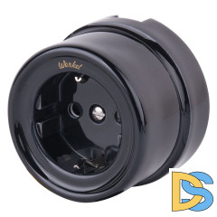 Розетка с заземлением Werkel (черный) Ретро W5671008