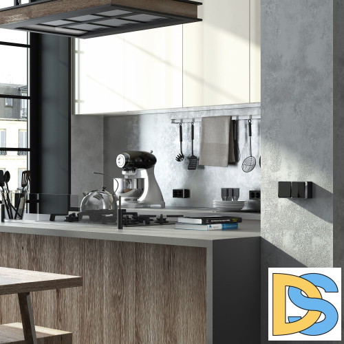 Выключатель двухклавишный Werkel Gallant (черный W5020035