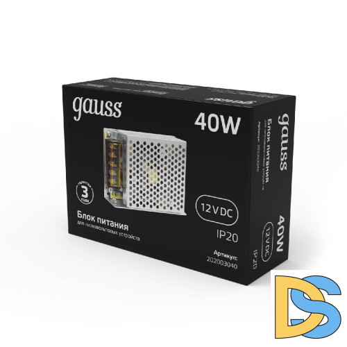 Блок питания Gauss Led Strip PS 12V 40W IP20 5A 202003040