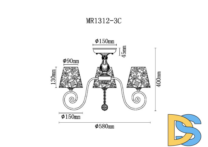 Потолочная люстра Myfar Luna MR1312-3C