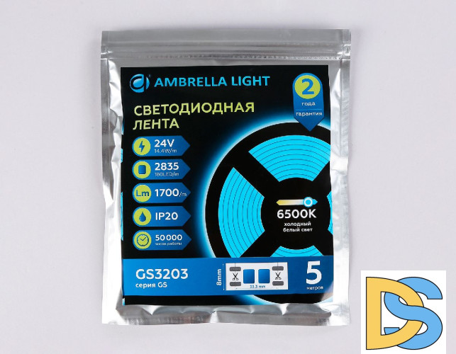 Светодиодная лента Ambrella Light LED Strip 24В 2835 14,4Вт/м 6500K 5м IP20 GS3203