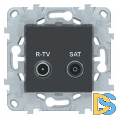 Розетка телевизионная единственная ТV-SAT, Антрацит, серия Unica New, Schneider Electric