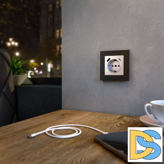 Розетка с быстрой зарядкой USB Type A+С серебряная W1171706