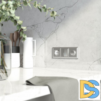 Розетка с быстрой зарядкой USB Type A+С серебряная W1171706