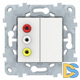 Розетка аудио/видео RCA с тремя гнездами "тюльпан", Белый, серия Unica New, Schneider Electric