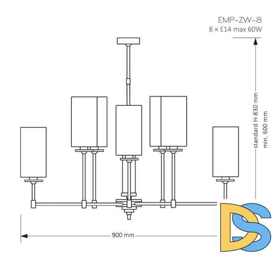 Люстра на штанге Kutek Mood Empoli EMP-ZW-8(N)