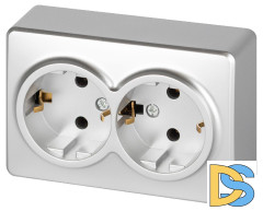 Розетка двойная с заземлением Эра 11-2205-03 Б0063046
