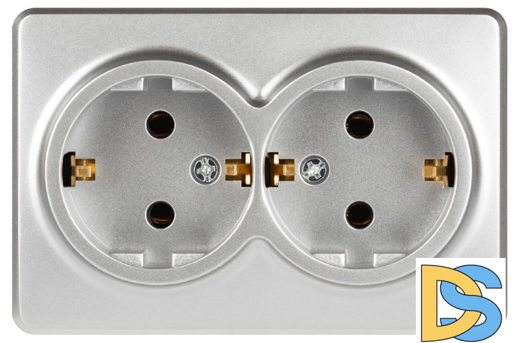 Розетка двойная с заземлением Эра 11-2205-03 Б0063046