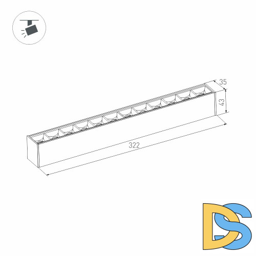 Трековый магнитный светильник Arlight MAG-LASER-45-L320-12W Day4000 (BK, 15 deg, 24V, DALI) 046525