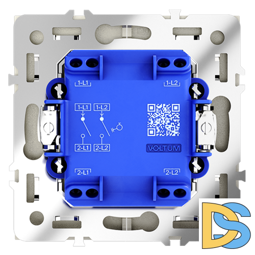 Выключатель с самовозвратом встраиваемый VOLTUM S70 двухклавишный 10А, (шелк)