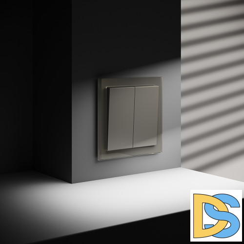 Выключатель с самовозвратом встраиваемый VOLTUM S70 двухклавишный 10А, (шелк)