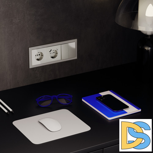 Выключатель с самовозвратом встраиваемый VOLTUM S70 двухклавишный 10А, (шелк)