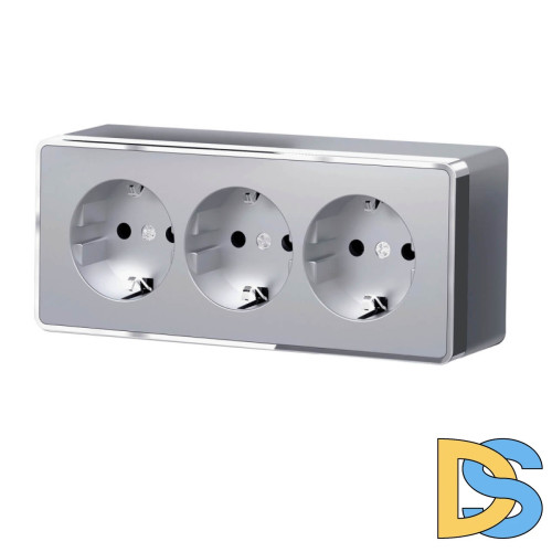 Розетка тройная с заземлением и шторками Werkel Gallant серебряный W5073106 4690389167195