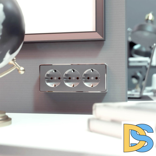 Розетка тройная с заземлением и шторками Werkel Gallant серебряный W5073106 4690389167195