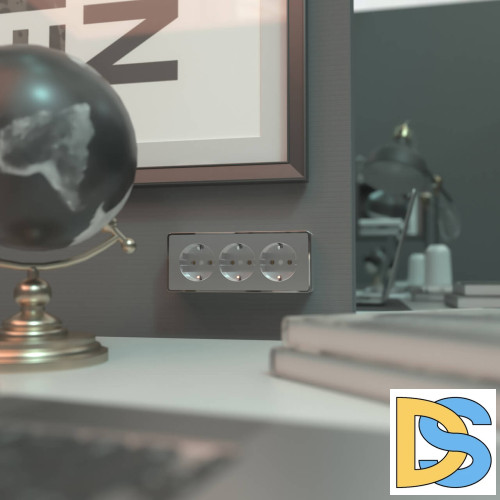 Розетка тройная с заземлением и шторками Werkel Gallant серебряный W5073106 4690389167195