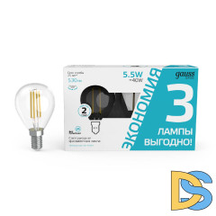 Лампа светодиодная Gauss Basic Filament E14 5,5W 4100K 1051126T