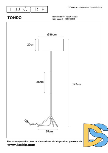 Торшер Lucide Tondo 45790/81/02