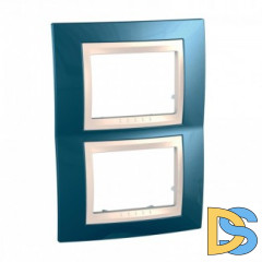 Рамка 2-ая (двойная) вертикальная, Голубой лед/Бежевый, серия Unica, Schneider Electric