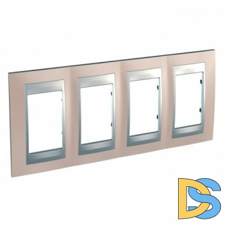 Рамка 4-ая (четверная), Оникс/Алюминий (металл), серия UNICA TOP/CLASS, Schneider Electric