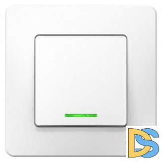 Выключатель 1-клавишный ,проходной с подсветкой (с двух мест), Белый, серия Blanca, Schne