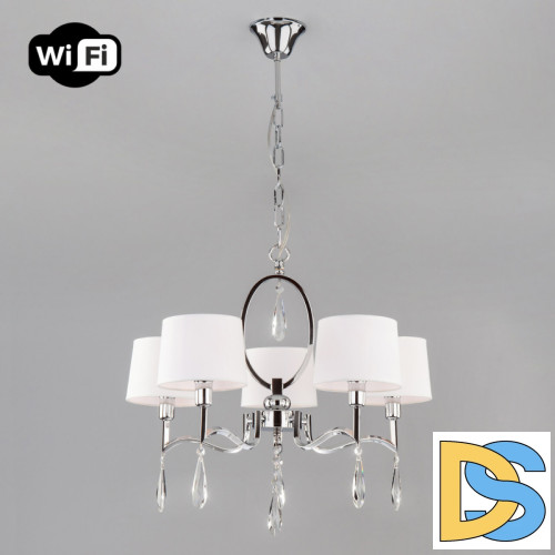 Подвесная люстра Eurosvet Madera 10127/5 хром/прозрачный хрусталь Strotskis Smart (10093/5)