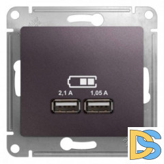 Розетка USB 2-ая (для подзарядки), Сиреневый туман, серия Glossa, Schneider Electric