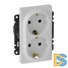 Розетка двойная Legrand Valena Life 16A 250V с/з со шторками безвинтовой зажим белая 753426