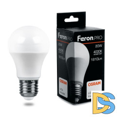 Лампа светодиодная Feron E27 20W 4000K груша матовая LB-1020 38042